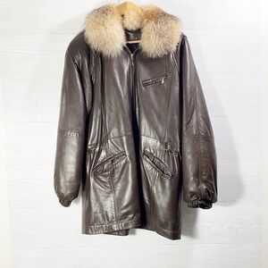 Vintage Damselle genuine leather women’s jacket Size S color dark brown